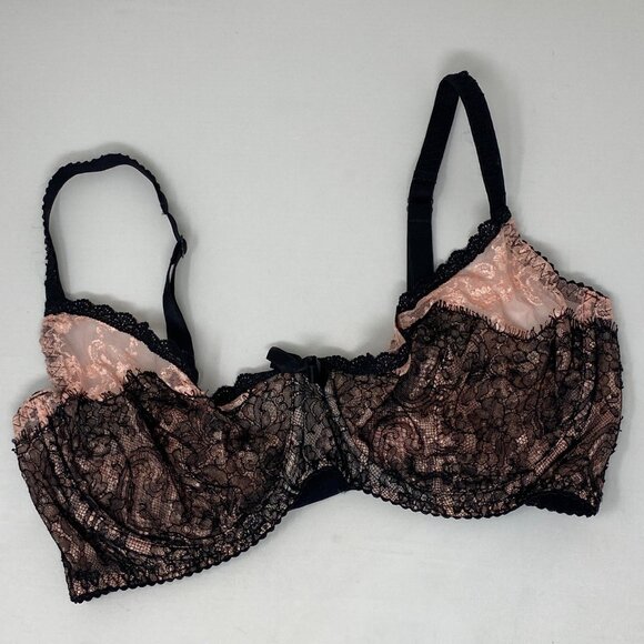 Agent Provocateur Francoise Black Pink Lace Bra 36DD - Picture 5 of 9